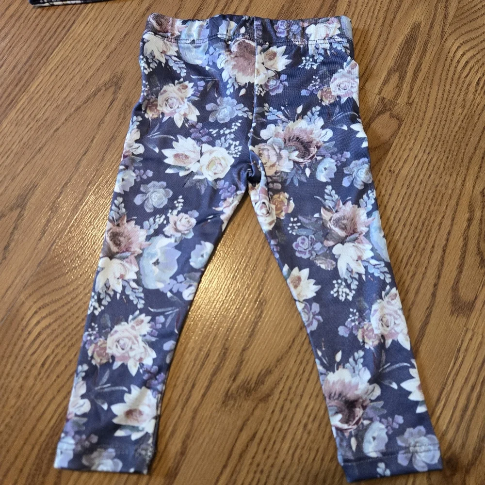 Savannah Pastel Pink Top Lace Trim Floral Pants Matching Baby Set Headband 3-6M
